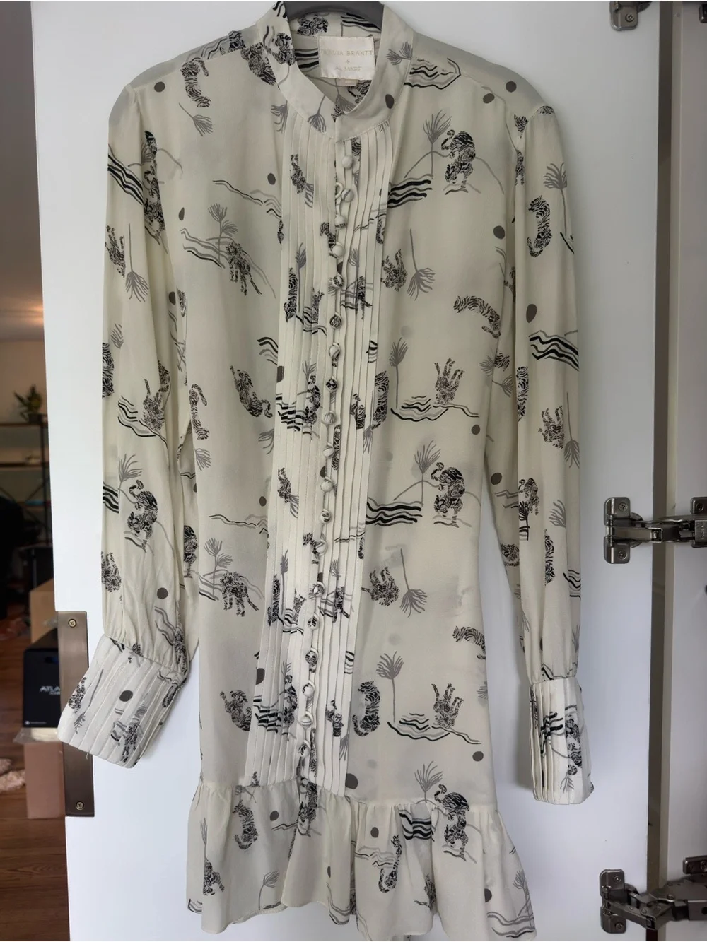 Off-White Silk Dress Printed Luxury Swim Coverup
